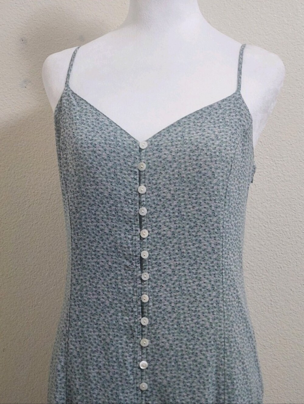 Lucky Brand Ditsy Floral Maxi Slip Dress M Sage Green Floral Boho Cottagecore - Picture 3 of 16